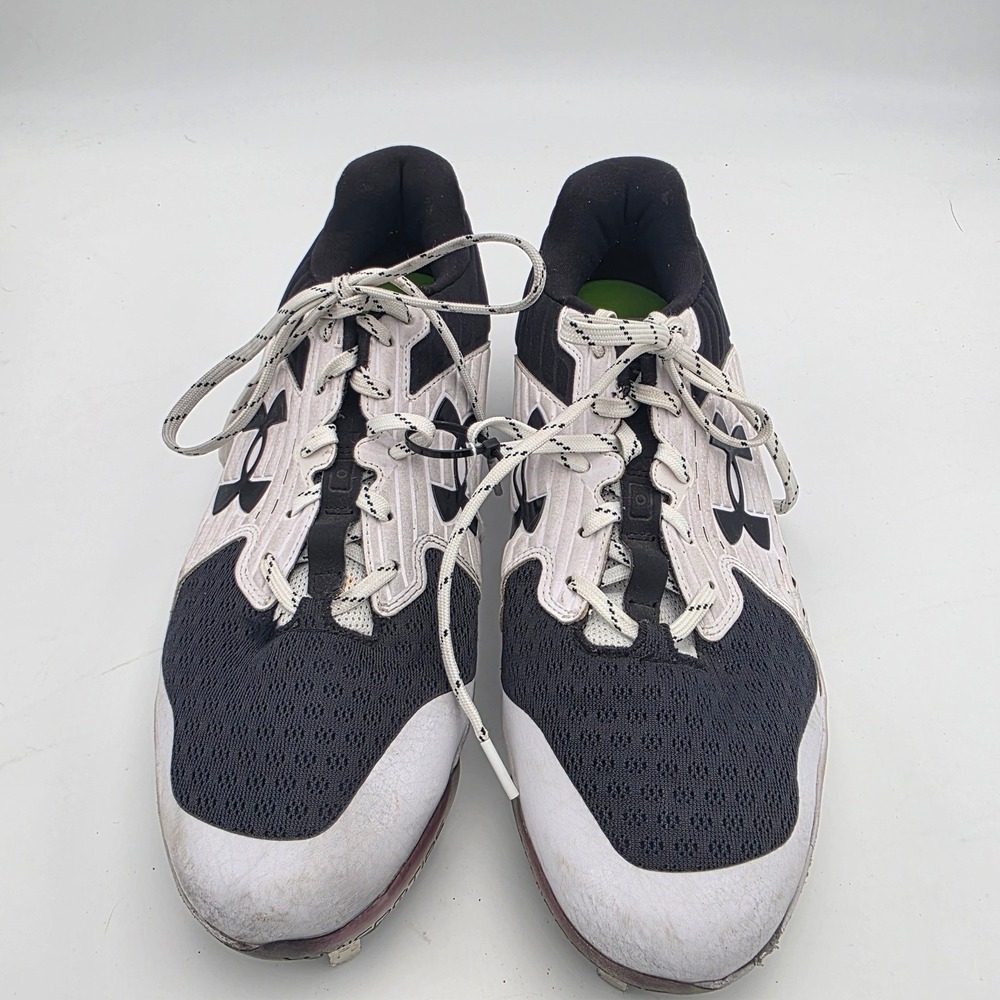 Under Armour Yard Low ST Baseball Cleats White Black Microtips Metal Spikes Mens